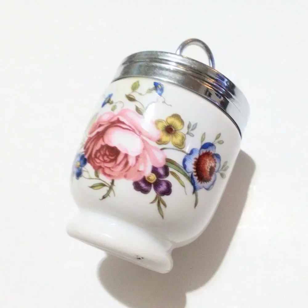 Vintage Royal Worcester Floral Porcelain Egg Coddler England 3.25
